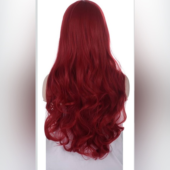 MORTICIA Long Curly Wavy Red Hair Cosplay Halloween Costume Wig W/ Mesh - Picture 2 of 10